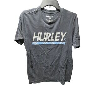 Hurley Graphic T-Shirt Medium Gray Blue Bandana Surf Skate Casual Tee‎